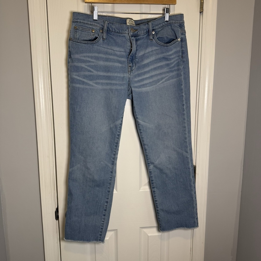 J.Crew Women's Size 31 Slim Broken In Boyfriend Distressed Jeans Raw Hem Md Wash